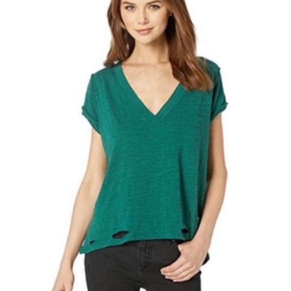 Women's We the Free Shadow Green V-Neck Oversized Top Sz S - Picture 1 of 6